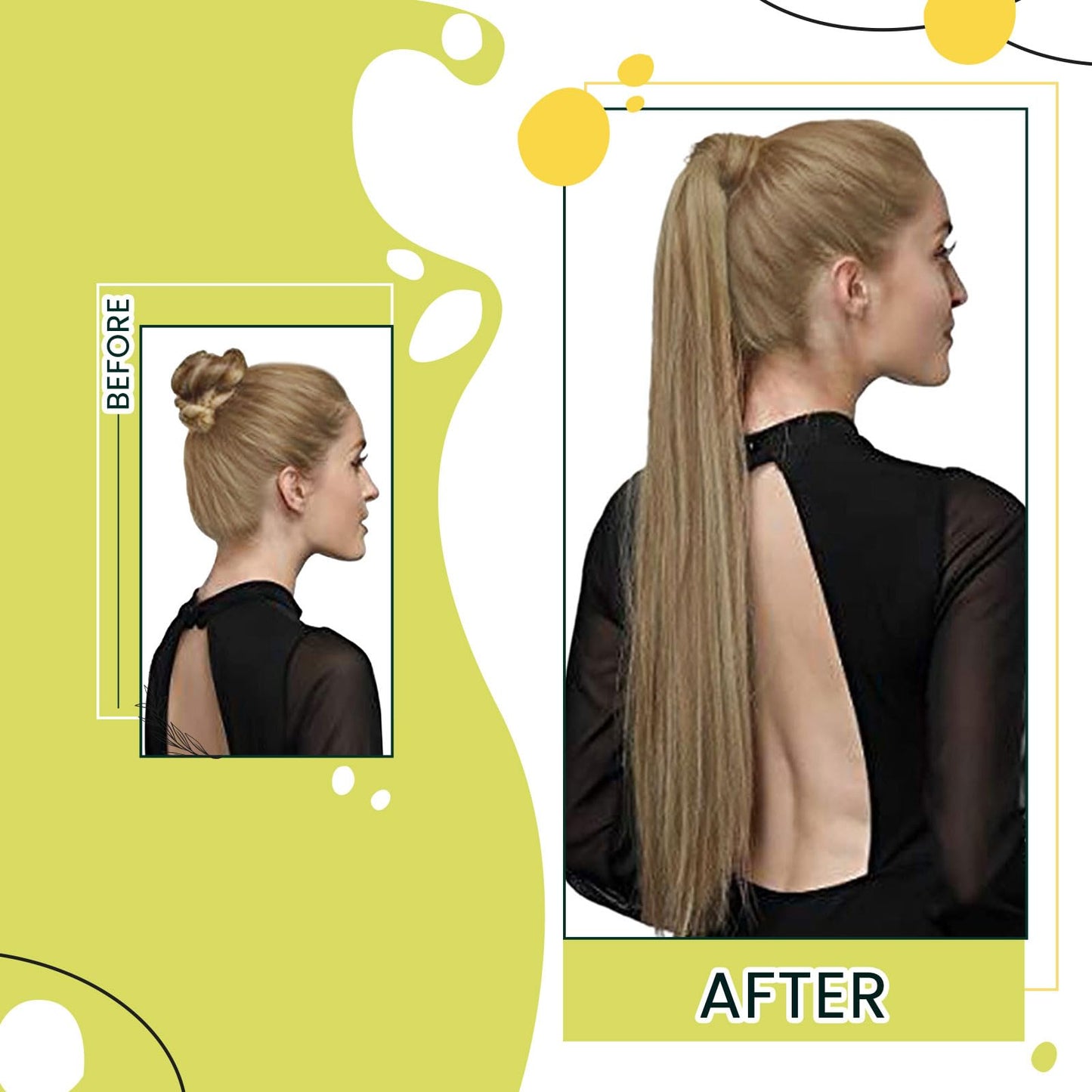 RUNATURE Human Hair Ponytail Extension Blonde Ponytail Hair Extension Ponytail Dark Blonde Highlight Caramel Blonde Short Ponytail Human Hair Extensions Straight Pony Tails Hair Extension 12 Inch 70g