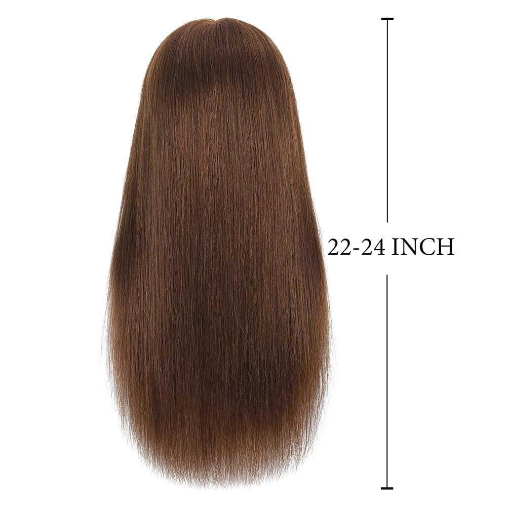 ZOMOI Mannequin Head with 100% Real Human Hair, Cosmetology Mannequin Doll Head for Styling Hairdresser Practice Training Head (Brown)