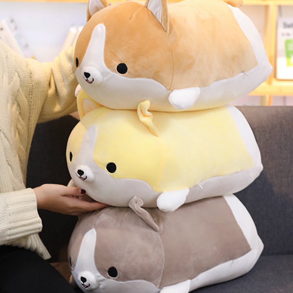 (45cm , Brown) - Levenkeness Corgi Dog Plush Pillow, Soft Cute Shiba Inu Akita Stuffed Animals Toy Gifts (brown, 45cm )