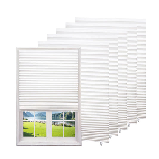 Changshade 6-Pack Temporary Light Filtering Paper Blinds for Window, Cut to Size Adhesive Paper Shades, Stick on Pleated Blinds,No Drill Easy Install,48" W x 72" H,White
