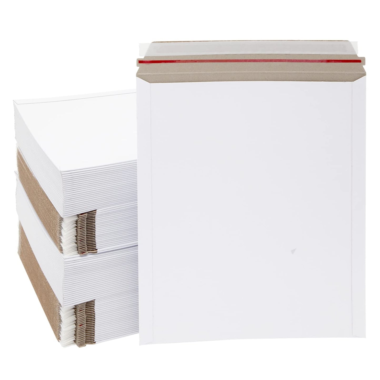 100 Pack Thick Stay Flat Rigid Mailers 12.75x15 with Self Adhesive Seal, 550 GSM Bulk White Cardboard Envelopes for Shipping - Mailing Envelopes - Cardboard Mailers