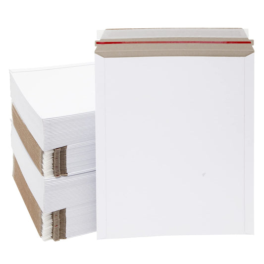 100 Pack Thick Stay Flat Rigid Mailers 12.75x15 with Self Adhesive Seal, 550 GSM Bulk White Cardboard Envelopes for Shipping - Mailing Envelopes - Cardboard Mailers