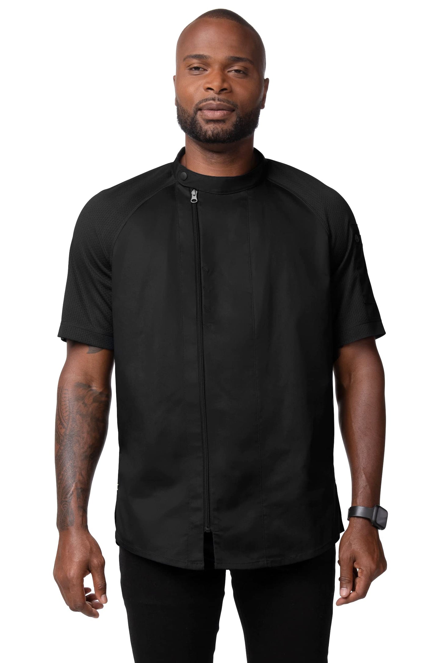 Chef Works Men's Varkala Chef Coat, Black, Medium