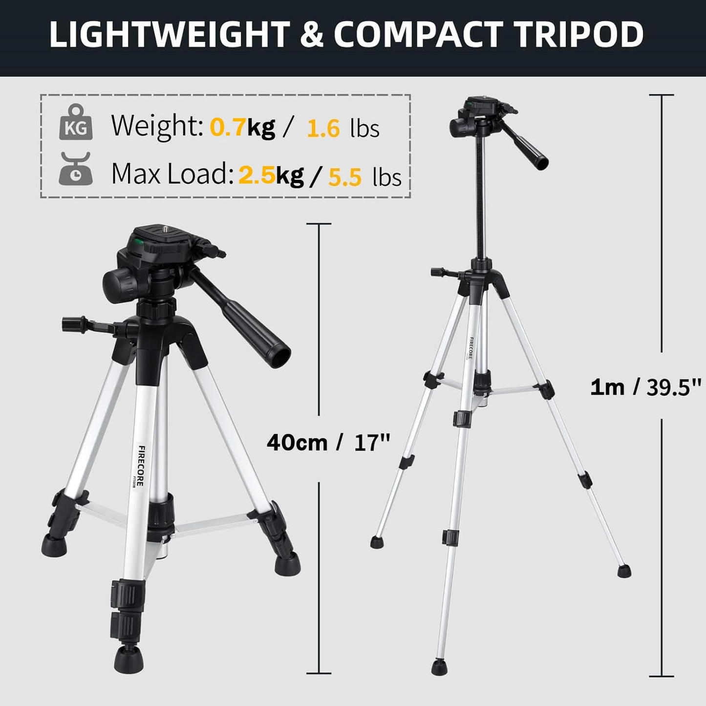 Laser Level with Tripod, Firecore 360° Self Leveling Cross Line Laser Level with Pluse Mode, Green Lazer Leveler tool for Hanging Pictures Wall Tile Construction, L-Bracket & Carry Pouch Included