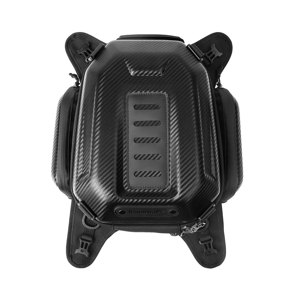 Rhinowalk Motorcycle Tank Bag, 15-18L Expandable Motorcycle Storage, Waterproof All Weather-Carbon Fiber Black