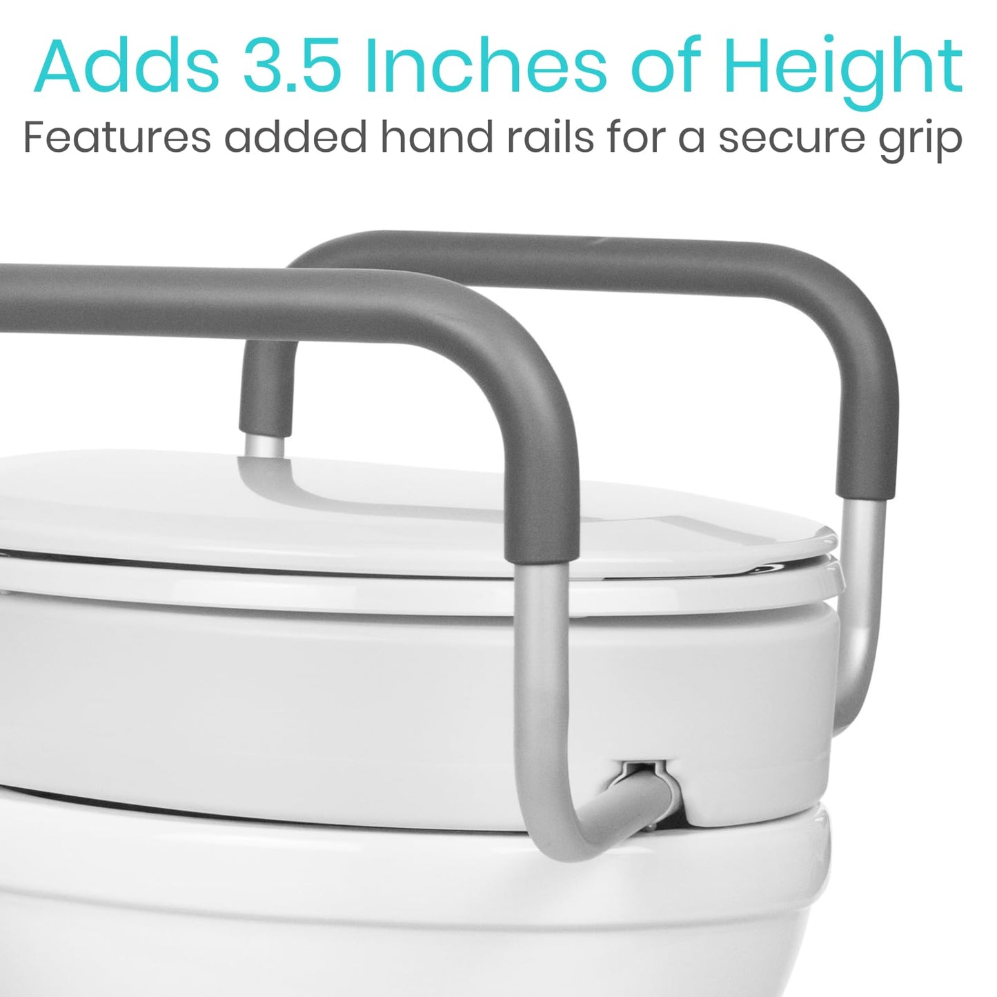 Vive Raised Toilet Seat Riser for Seniors (with Handles) - Handicap Rail Grab Bar Seat for Over Toilet - Elevated Safety for Elderly, Disabled, Medical - Elongated & Standard Options