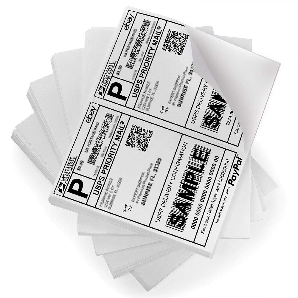 FungLam Shipping Labels with Self Adhesive, for Laser & Inkjet Printers, 8.5 x 5.5 Inches, White, Pack of 1000 Labels