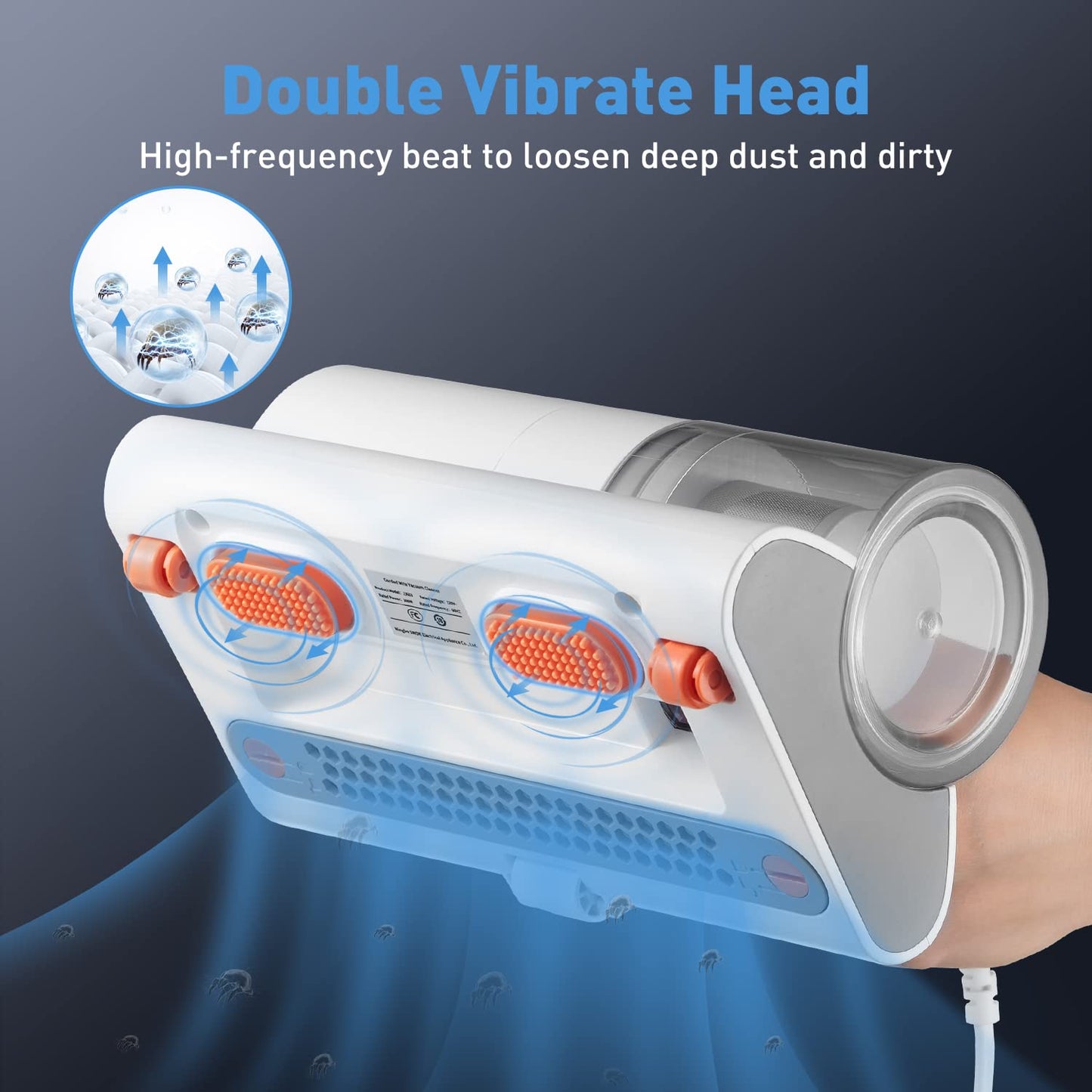 Bed Vacuum Cleaner, Mattress Vacuum Cleaner Powerful Suction, Handheld Couch Cleaner Machine Deep Cleaner for Bed Cleaning, Sheet, Fabric Sofa Vacuuming (White)