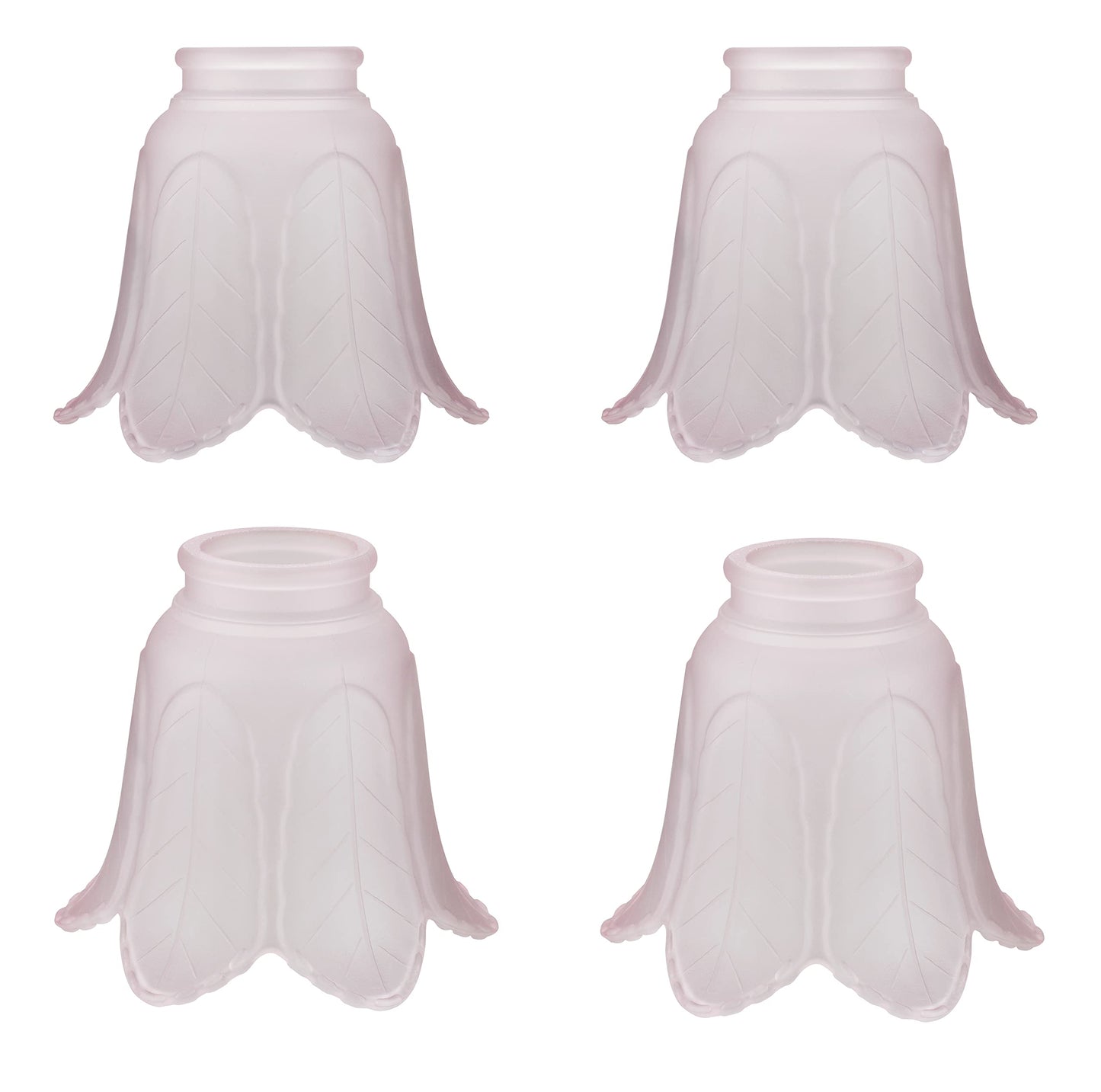 Aspen Creative 23102-4A Transitional Pink Rose Leaf Ceiling Fan Replacement Glass Shade, 2-1/8" Fitter Size x 5" Diameter x 4-1/4" Height, 4 Pack