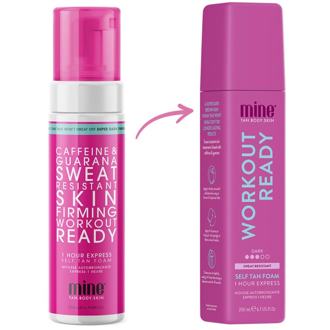 Minetan Workout Ready Self Tan Foam | Tanning Treatments Collection - Super Dark Skin Finish, Sweat Proof, Transfer Free, 1 Hour Express Mousse, Face & Body Fake Tanner, Ultra Deep Glow, 6.7 Fl Oz