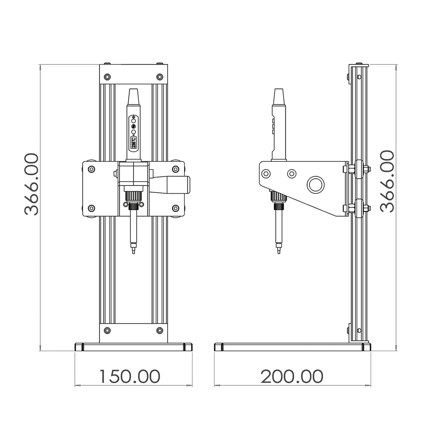 Vertical Heat Press Machine-Heat Set Insert Tool (Insertion Height 210mm) with 380PCS Threaded Inserts and Heat Set Tips M2-M8 add Brass Metric Knurled Nuts for Plastic and 3D Printing Components