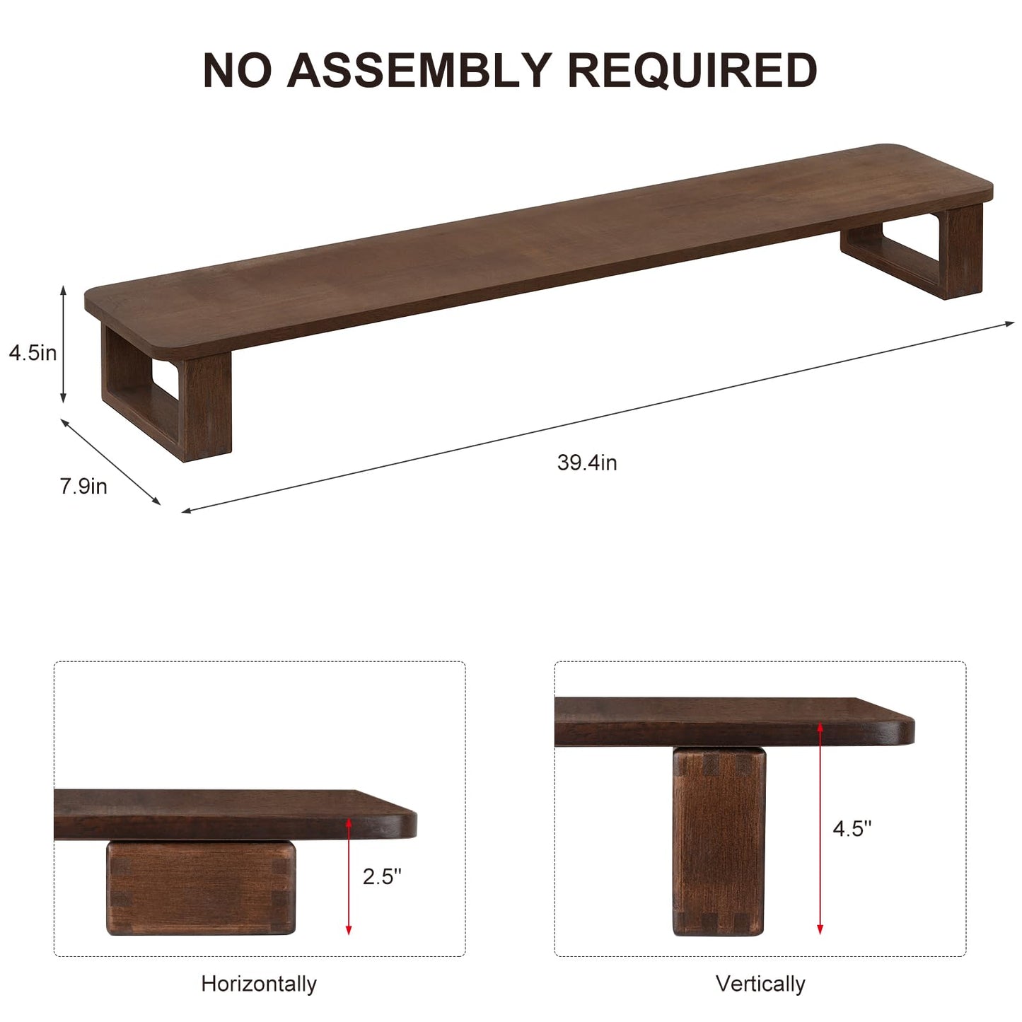 Ufine Dual Monitor Stand Riser 2 Heights Adjustable Wood Computer Monitor Stand Desktop Organizer, Large Monitor Stand for 2 Monitors, Laptop, TV, Printer