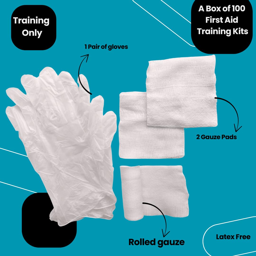 MCR Medical Box of 100 First Aid Training Kits, Basic