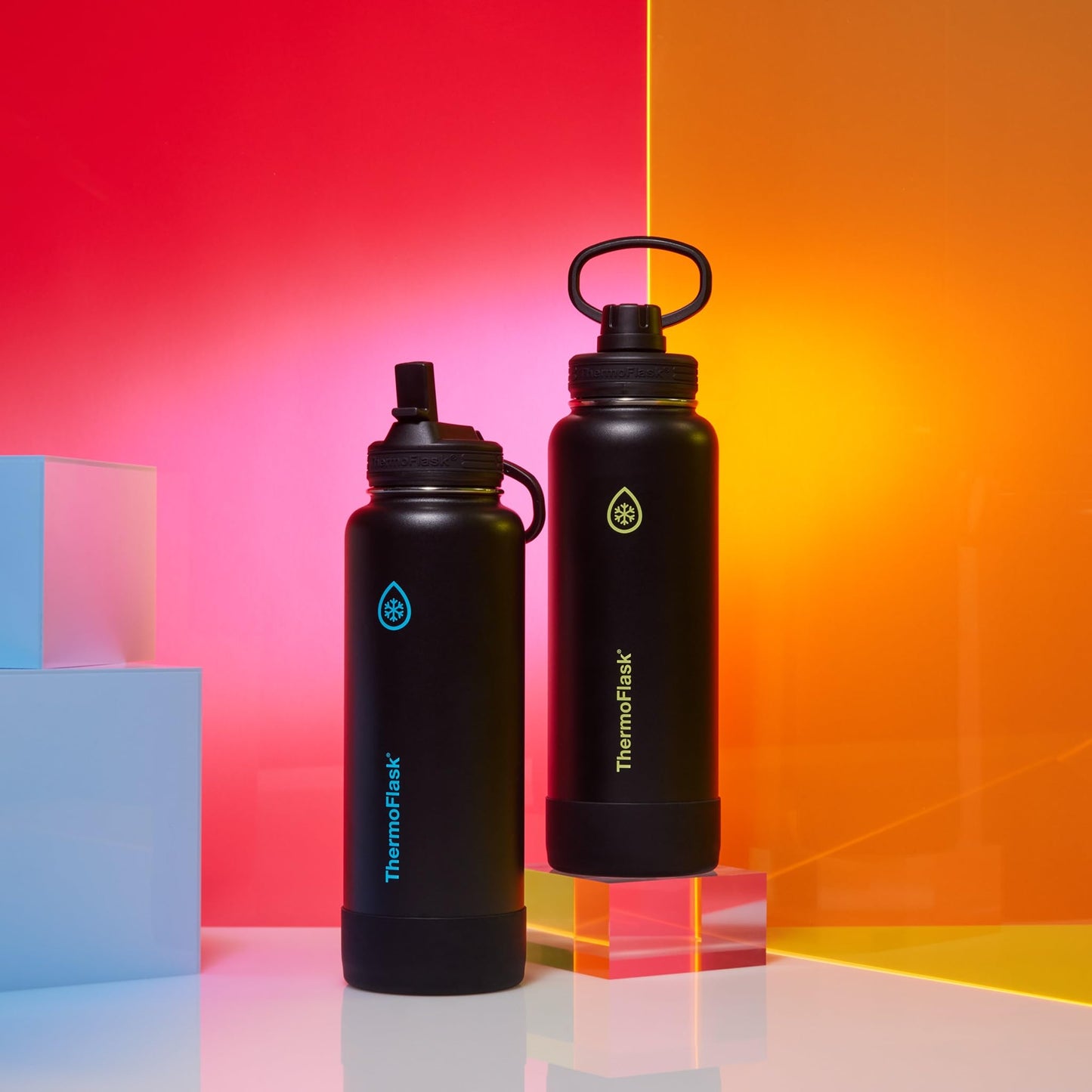 ThermoFlask Insulated Water Bottle with Spout Lid (40 oz, Shadow Glow) - Leakproof, Stainless Steel Water Bottle for Cold & Hot Drinks, Travel & Daily Hydration