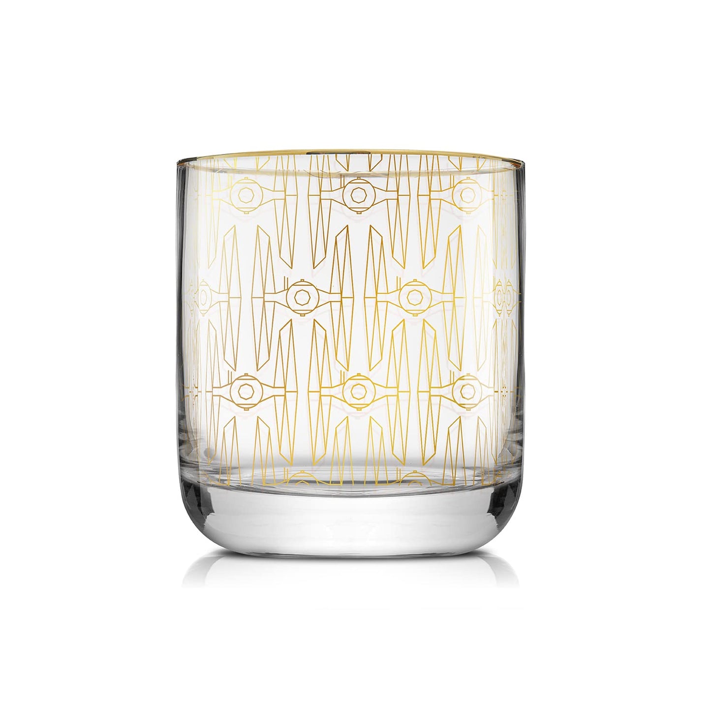 JoyJolt Star Wars Glassware. 'Deco' Lowball Glasses Set of 4, 10oz Star Wars Glasses. Short Tumbler with Darth Vader in Retro Crystal Glass Cup. Double Old Fashioned Rocks or Water Glass