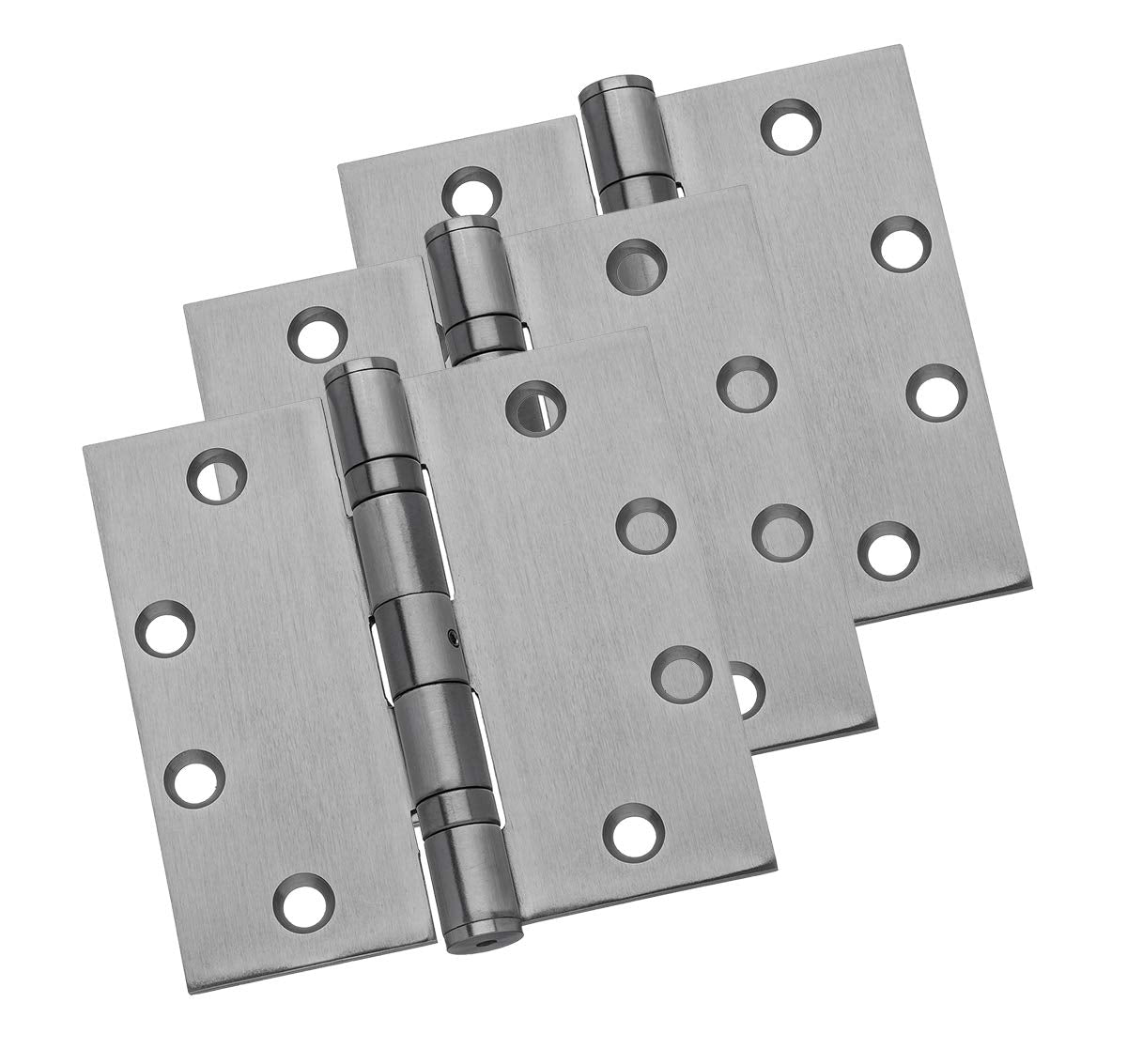 Dynasty Hardware Door Hinges, Heavy Duty 4.5x4.5 Full Mortise Ball Bearing Design for a Smooth Quiet Swing, Ideal for Commercial or Heavy Doors, Non-Removable Pin, Stainless Steel Finish, 3-Pack