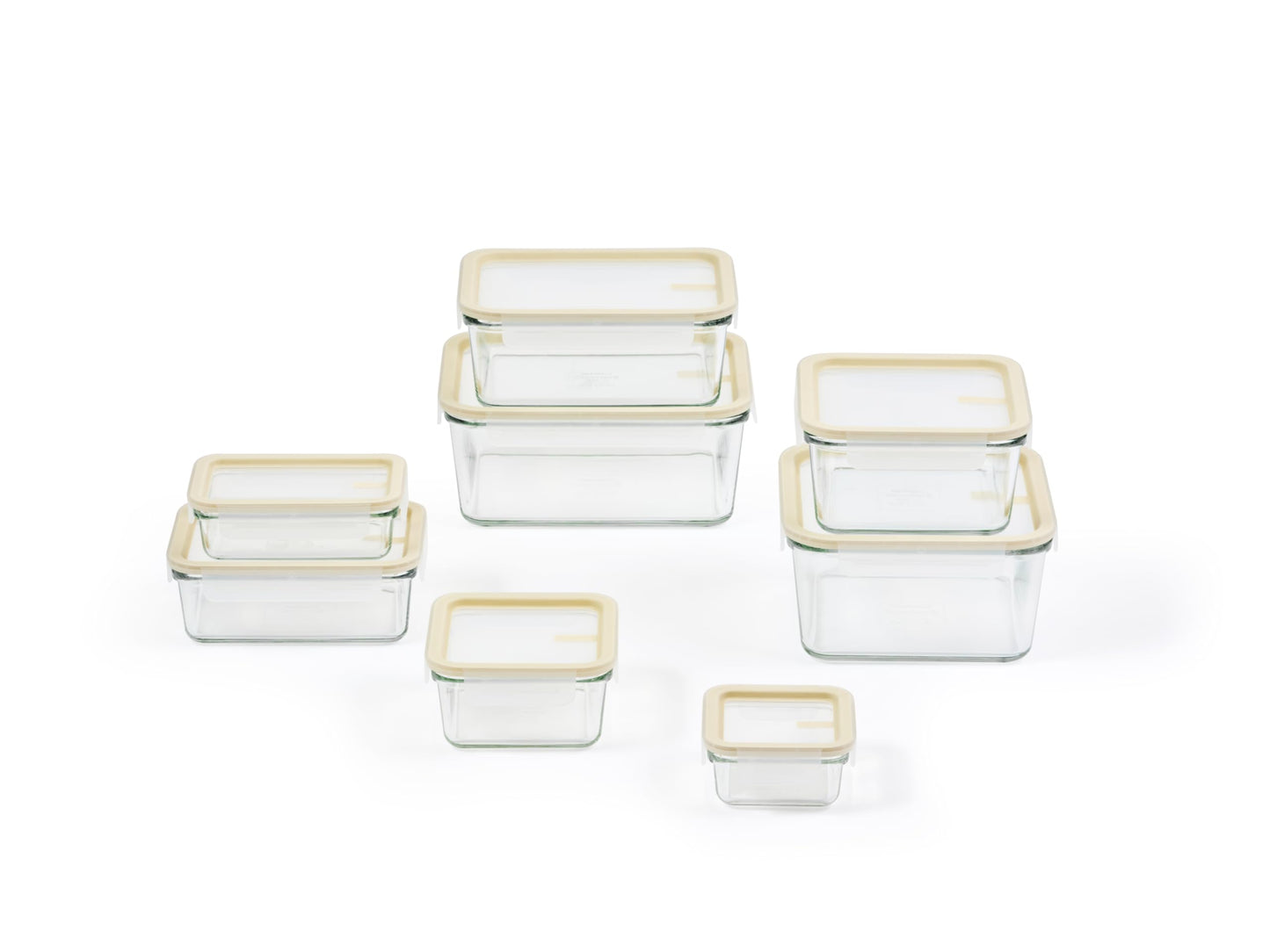 Glasslock Sens 16Pcs Glass Food Storage Set – Airtight & Leakproof, 8 Different Sizes, Anti Slip Lid, Microwave & Oven Safe, Perfect for Meal prep, Lunch Box, Nestable & Stackable, Pantry Storage