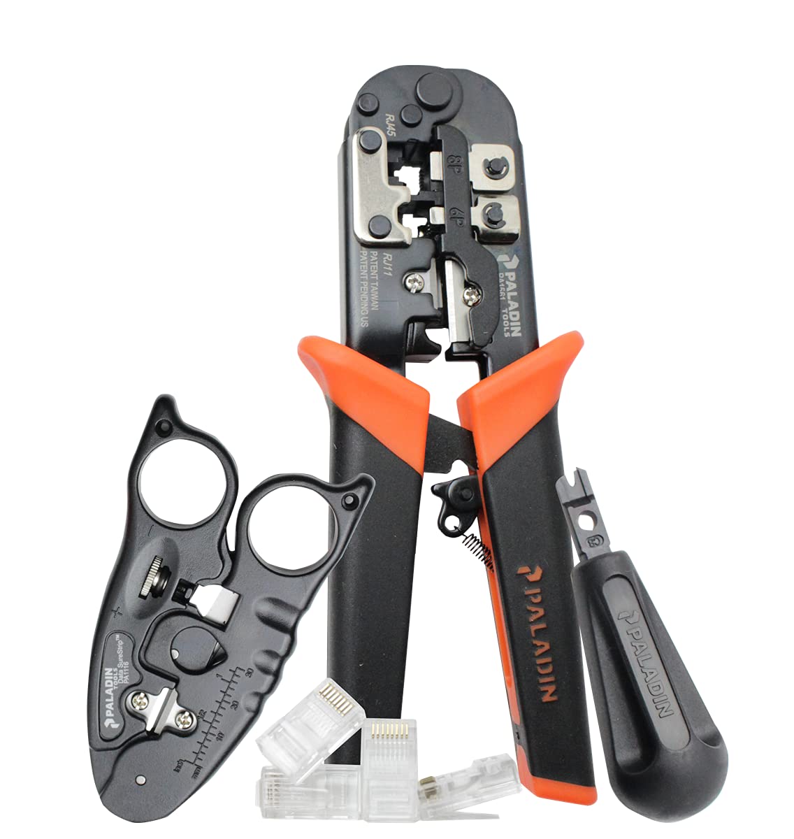 Paladin Tools Network Tool Bundle - Includes Modular Data Crimper, Cable Cutter/Stripper, Non-Impact Punchdown Tool, RJ45 Connectors, RJ11 Connectors