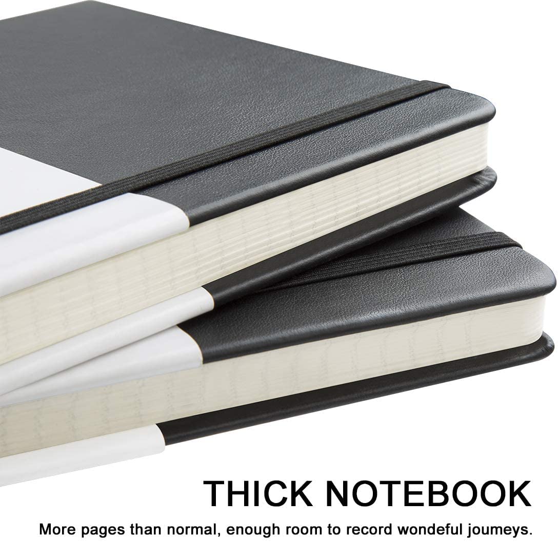 Huhuhero 10 Pack Lined Journal Notebook, A5 College Ruled Writing Journals, Hardcover Journaling Notebooks for Work Note Taking School Office Home, 5"×8.25" (10, Black)