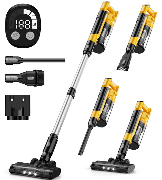 350W Cordless Vacuum Cleaner for Dewalt 20v Battery, 35kPa Brushless Lightweight Stick Vacuum with 3 Mode Suction, 6 in 1 Stick Vacuum Cleaner with HEPA for Floor, Carpet, Car (Battery Not Included)