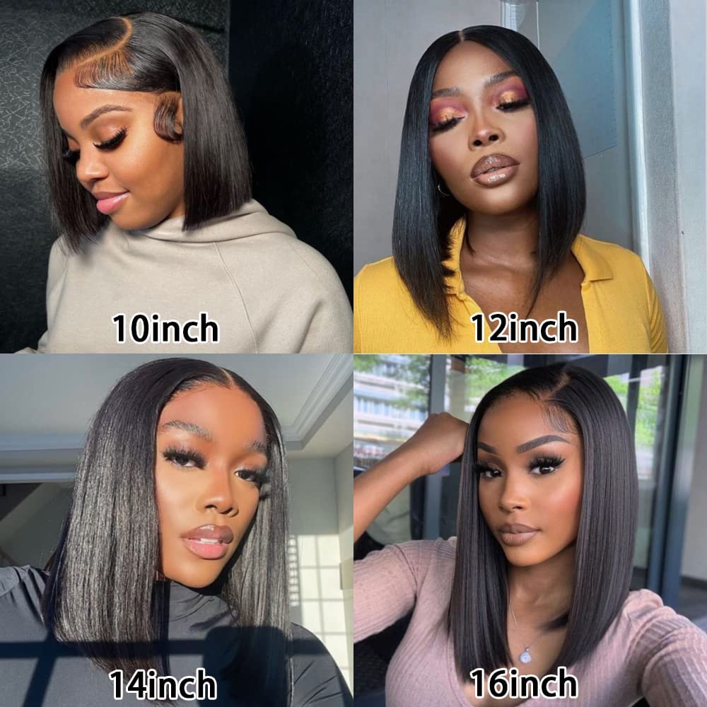 Karlami 13X6 Bob Wig Human Hair Frontal Lace Wig Glueless Wigs Human Hair Pre Plucked Transparent Bob Lace Front Wigs for Women 150% Density