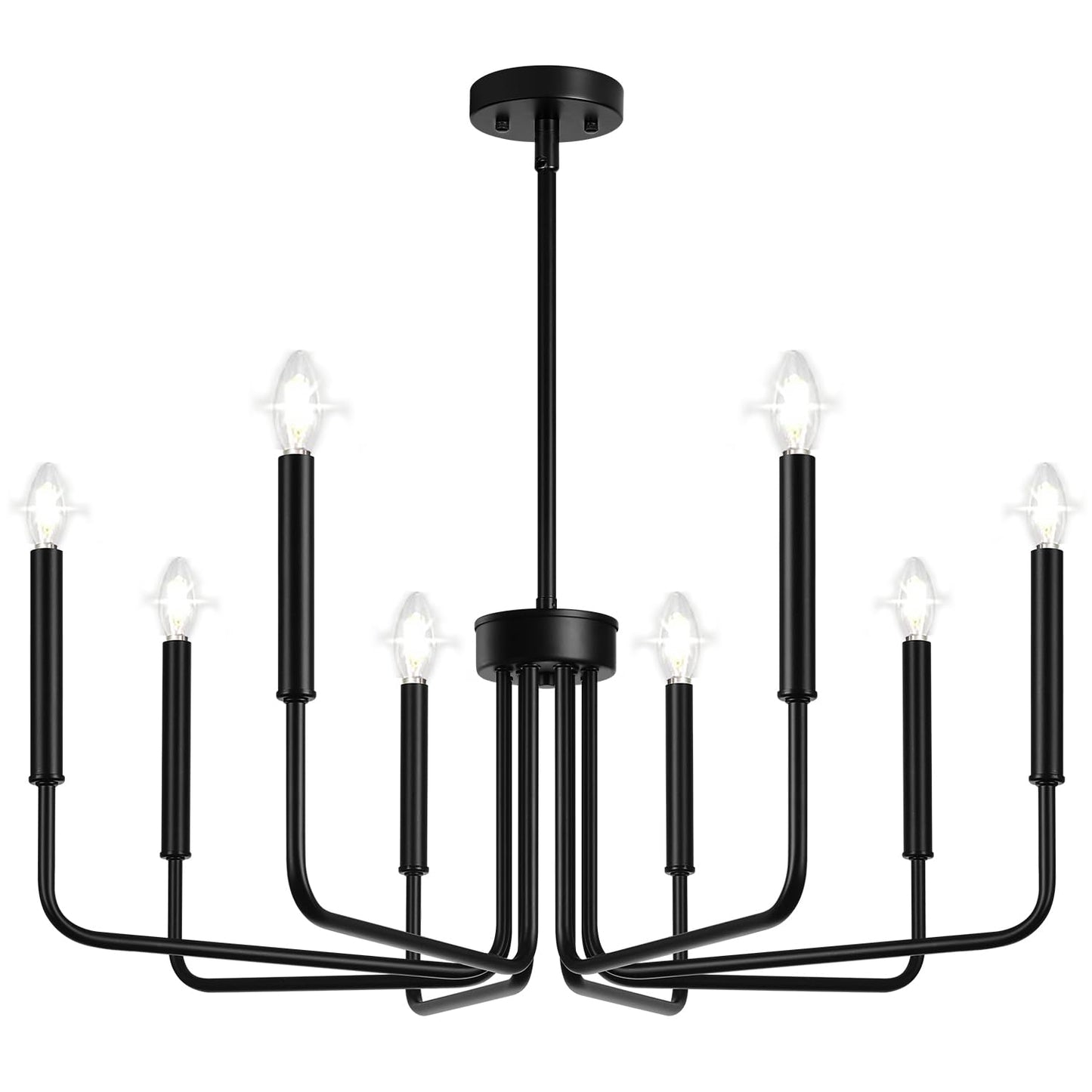 Lynnoland Black 8-Light Chandelier, Farmhouse Chandelier for Dining Room Lighting Fixtures Hanging, Vintage Candle Pendant Light Fixtures Chandelier for Bedroom, Foyer and Living Room