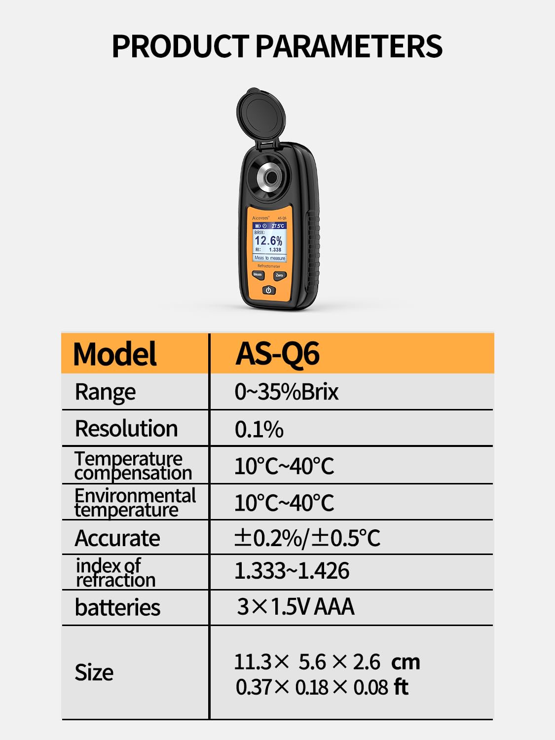 Aicevoos Digital Sugar Brix Refractometer brix Meter Automatic Temperature Compensation Range 0-35%，±0.2% Precision, Perfect for Fruits, Juices, Vegetables, Drinks and Coffee