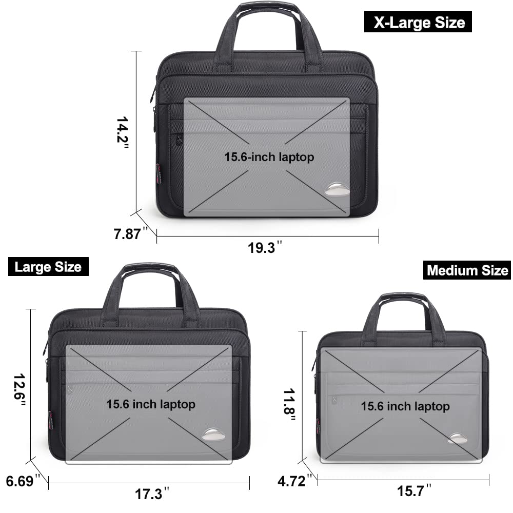 Large Briefcases For Men Canvas Tote Bag Laptop Case 19 Inch Computer Bag Work Bags Business Mens Bag Office Carrying Cases Messenger Bag Book Bag Black (X-Large Size
