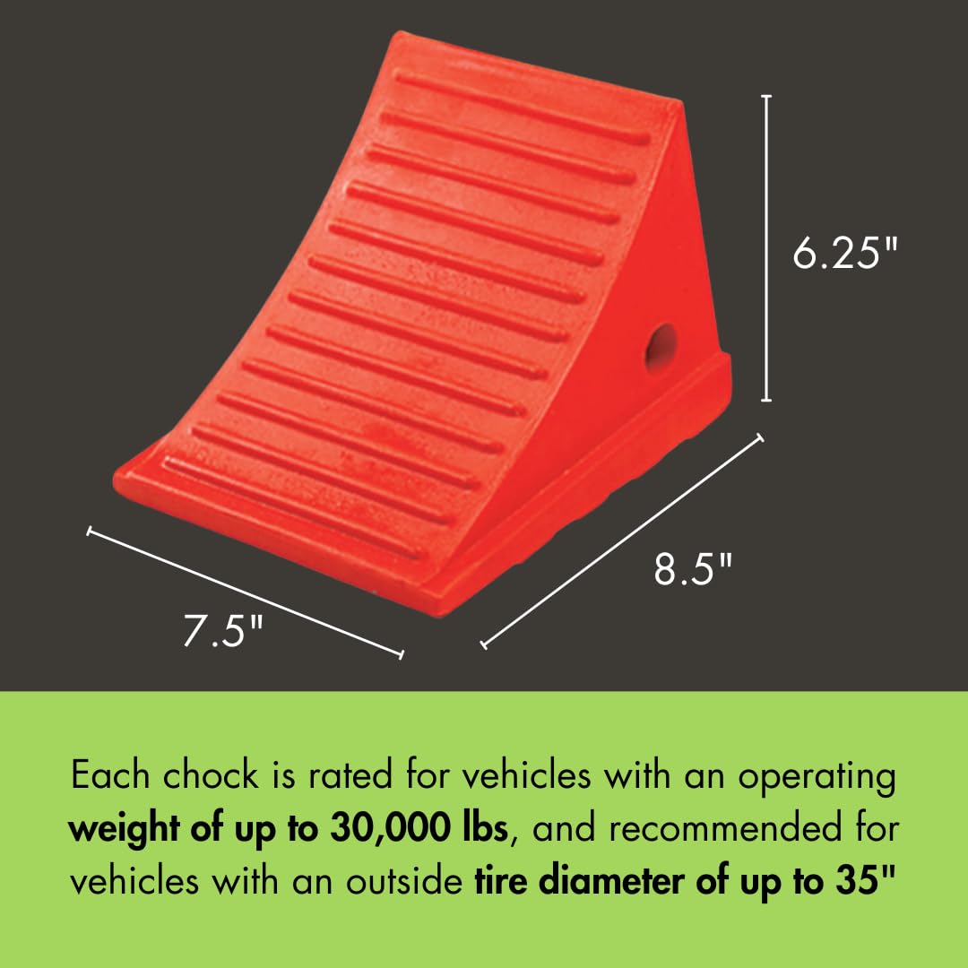 Checkers One Large Wheel Chock for 27-35" Tires, Heavy Duty Wheel Chocks for Semi Trucks, Utility, Tractor Trailer, 30k lb Load Capacity, Made in The USA, Polyurethane, UC1700