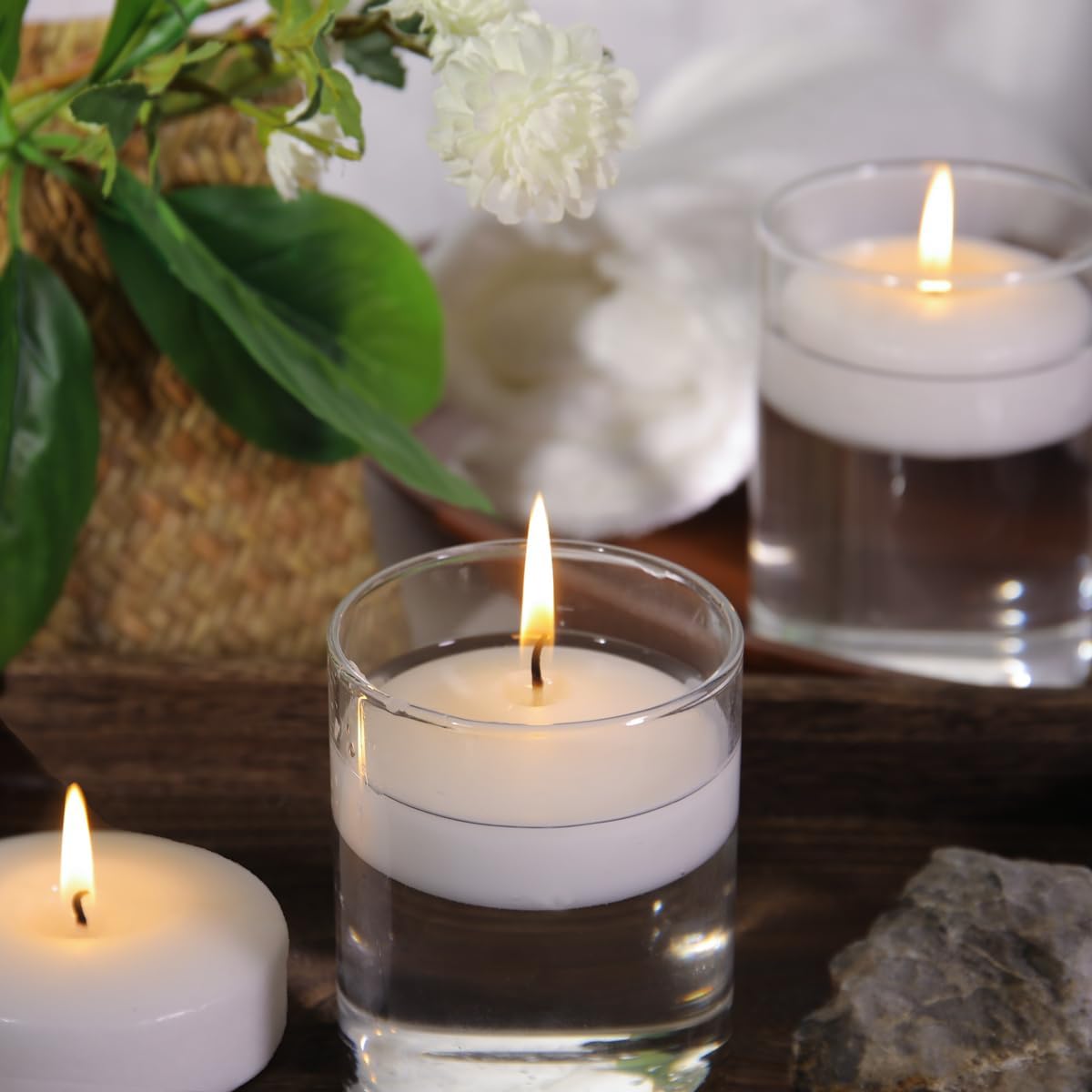 80 Pack White Floating Candles 3 inch Unscented Floating Candles for Centerpieces-10 Hours Long Burn Time-3” Floating Candle Bulk for Wedding Cylinder Vases
