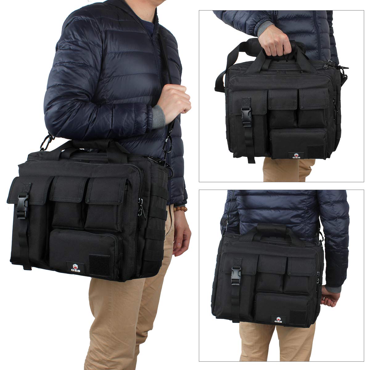 Tactical Briefcase, GES 15.6 Inch Men's Messenger Bag Military Briefcase for Men