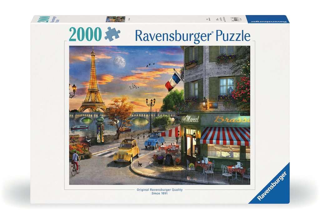 Ravensburger - Paris Sunset - 2000 Piece Jigsaw Puzzle - Featuring a Quaint, Old-time City Street with The Eiffel Tower - Frameable - Premium Quality - Puzzles for Adults