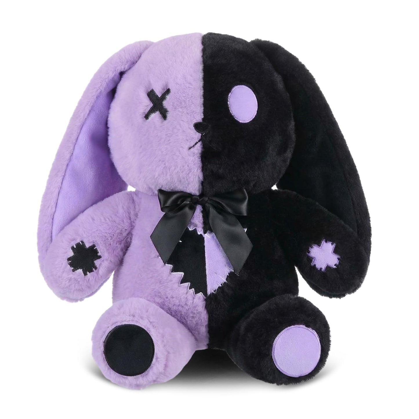 Sotiff Goth Bunny 12 Inch Easter Gothic Bunny, Emo Black Purple Rabbit Animal, Rabbit with Embroidered Details, Gothic Easter Gifts, Dark Cute Home Decor