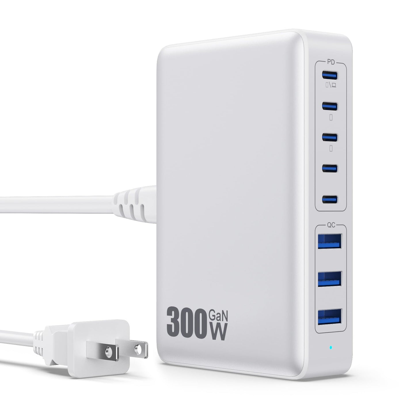 USB C Charger 300W USB C Charger Block 8-Ports GaN IV Fast Charging Station,PD 100W Laptop Charger Hub Wall Charger Adapter Compatible with MacBook/Air,DELL,Steam Desk,iPhone 16/15/14,Galaxy S24 etc