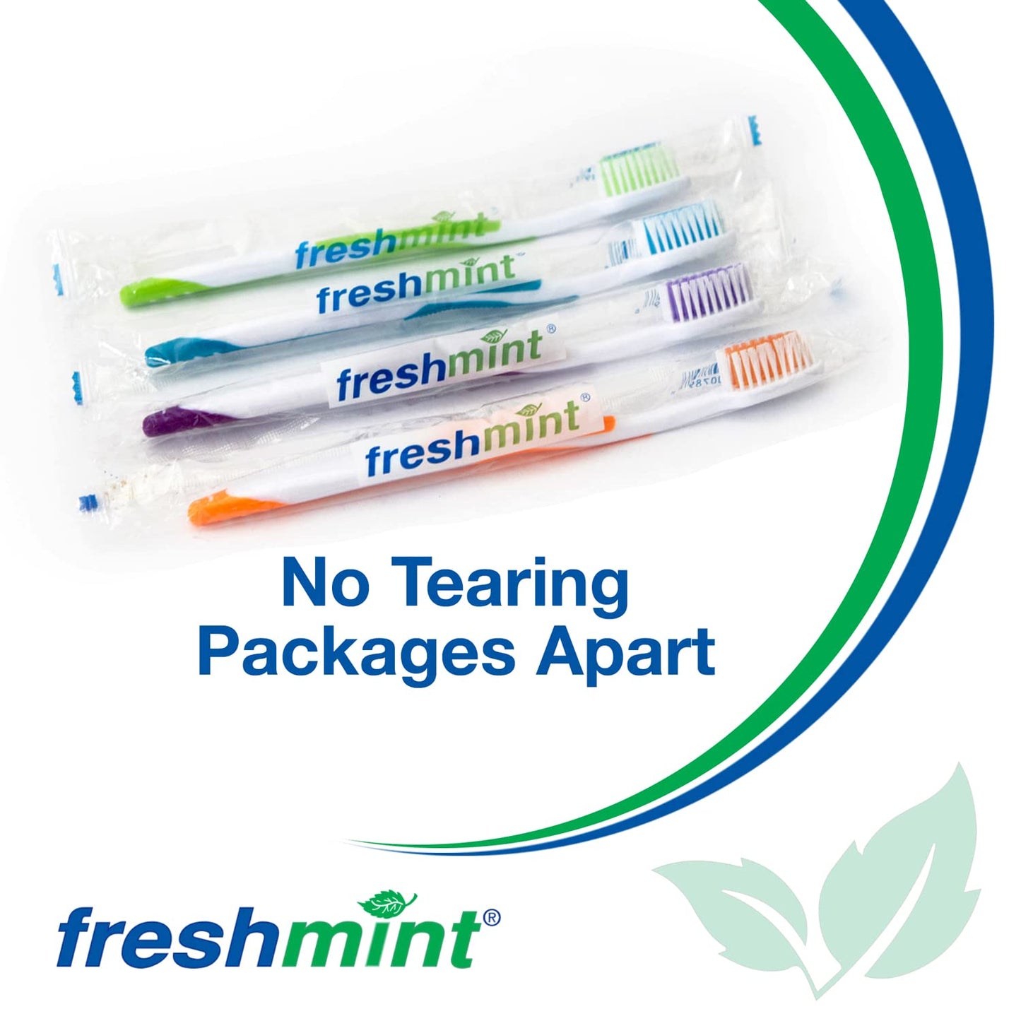 FRESHMINT (144 Pack) Individually Wrapped Premium Toothbrushes, Oversized Easy Grip Rubber Handle, Soft Multi Color Nylon Bristles, Bulk Packed, No Cutting or Tearing Apart Required.