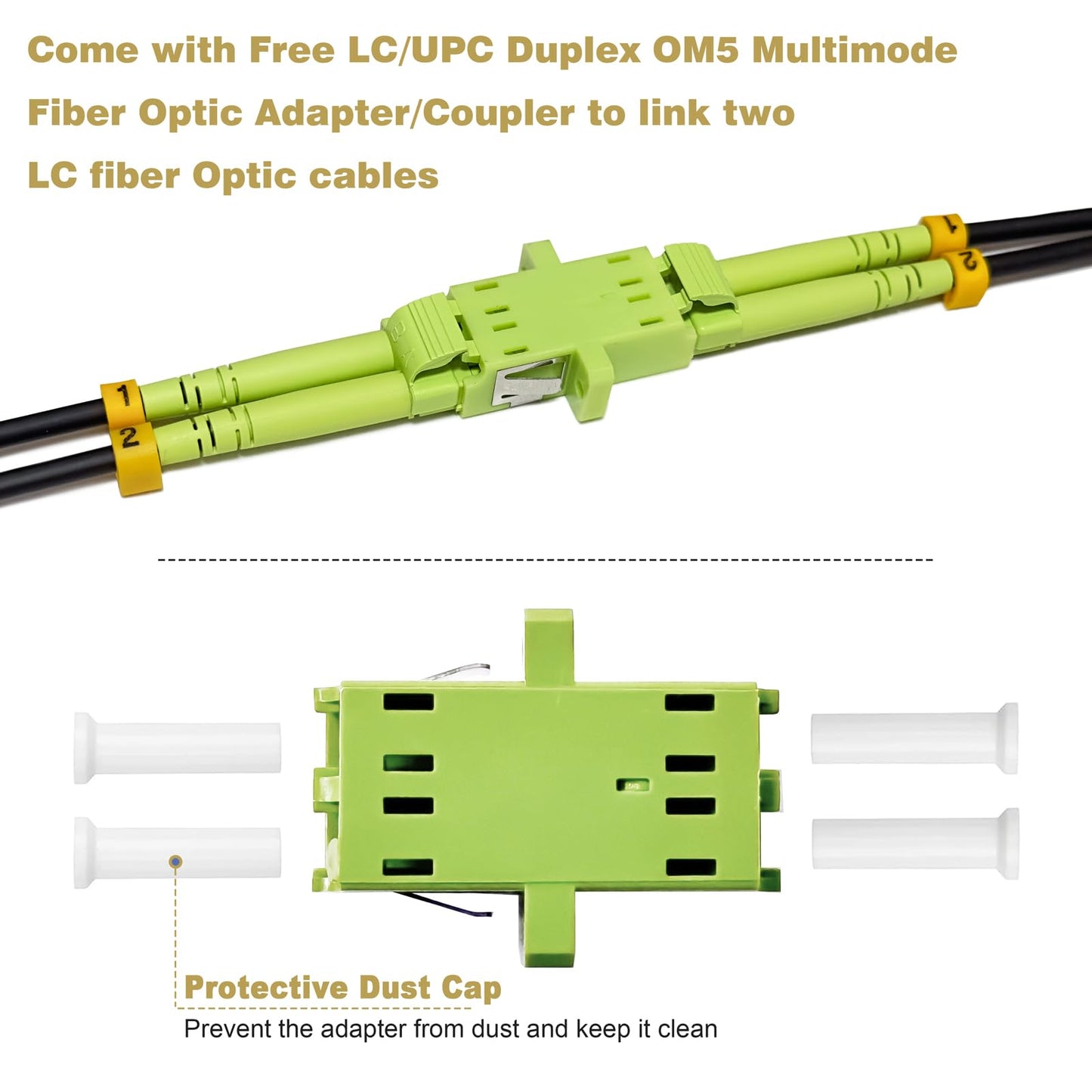 100ft/30m OD-5mm Industrial TPU 40Gb 100Gb OM5 Fiber LC to LC Outdoor Armored Fiber Patch Cable, Duplex Multimode Wideband Fiber Optic Cable, 50/125, LC-LC with Pulling Eye Kit Installed on one end