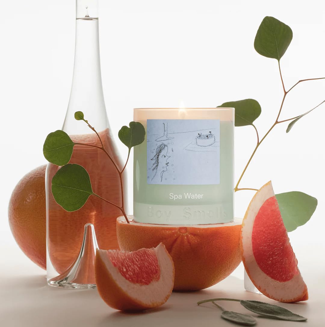 Boy Smells Spa Water Scented Candle – 8.5oz – Pink Grapefruit, Eucalyptus & Sandalwood – Fresh Aquatic Soy Wax Candle