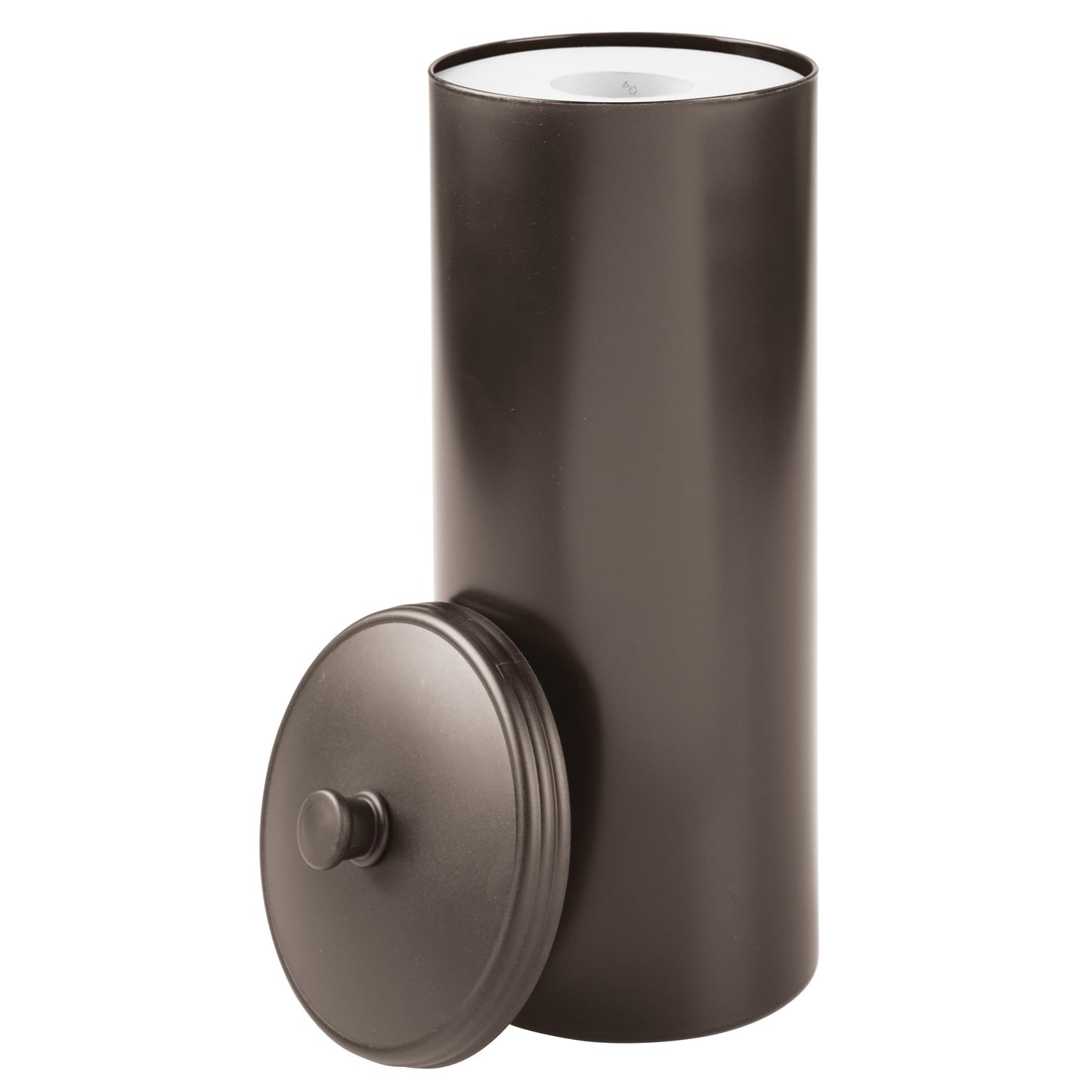 iDesign Freestanding Bathroom Toilet Paper Storage Holder with Lid for 3 Extra Rolls, 2-Pack, Bronze