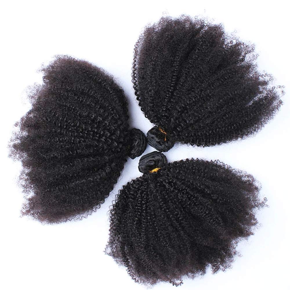 Mongolian Afro Kinky Curly Bundles Human Hair 10 12 14 Inch 4B 4C Afro Kinky Bulk Human Hair Unprocessed Virgin Hair Bundles for Women Natural Black