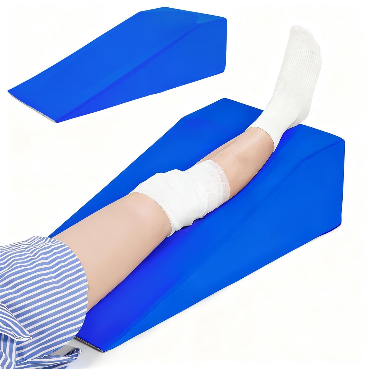Litluxu Knee Surgery Pillow Straight Leg | Leg Pillow Elevation Blood Circulation | Foam Wedge for Elevating Leg Machine Washable Removable Cover | Knee Wedge Pillow Post Surgery