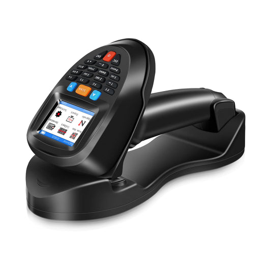 1D 2D Barcode Scanner Wireless, JRHC Portable Inventory Scanner & Data Collector Data Terminal PDT Inventory Device with Long Transmission Distance 2.4G Wireless Bar Code Reader with 2.2" LCD Screen