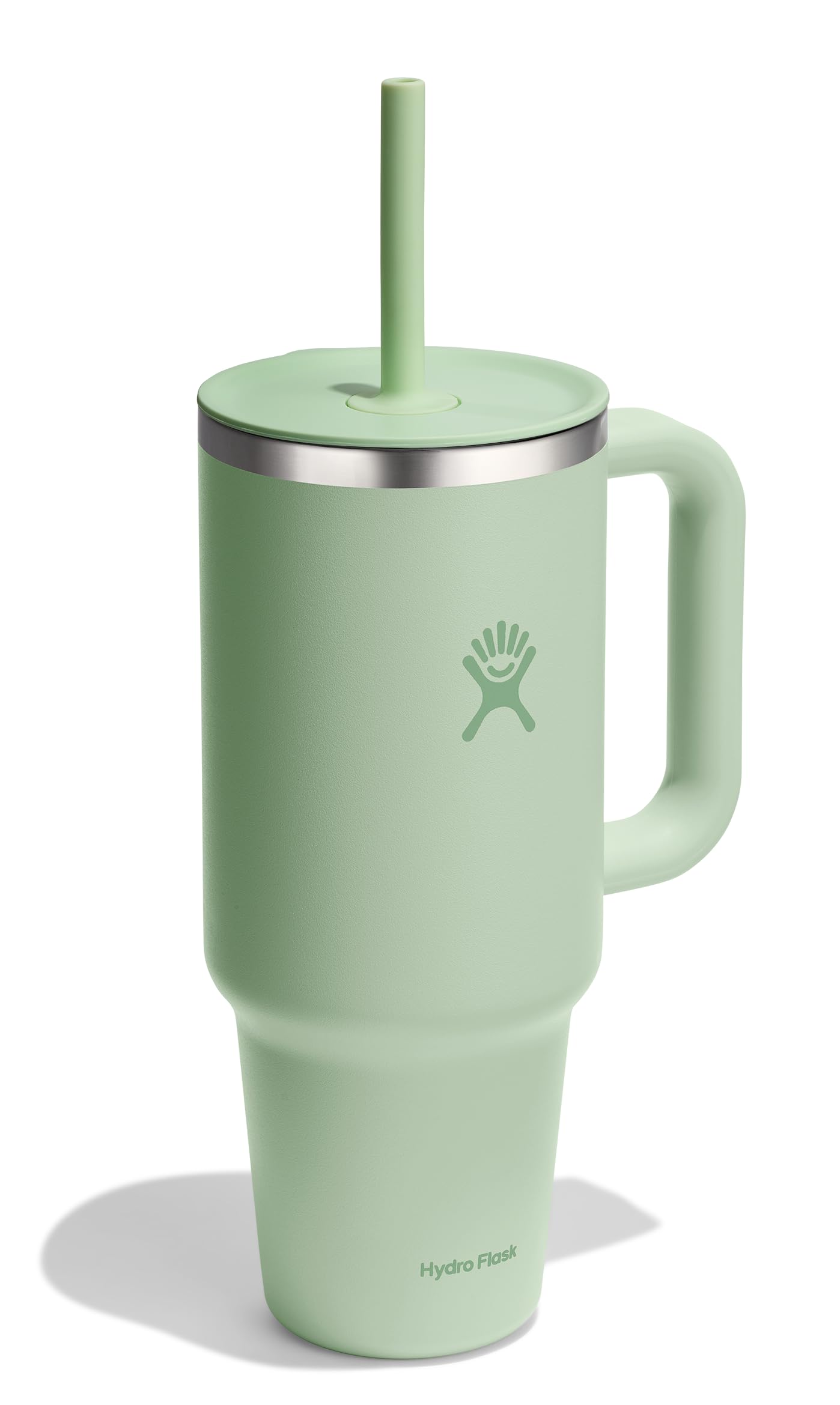 Hydro Flask 40 Oz Travel Tumbler with Handle, Lid and Straw - Insulated Stainless Steel in 40 Oz Aloe Green