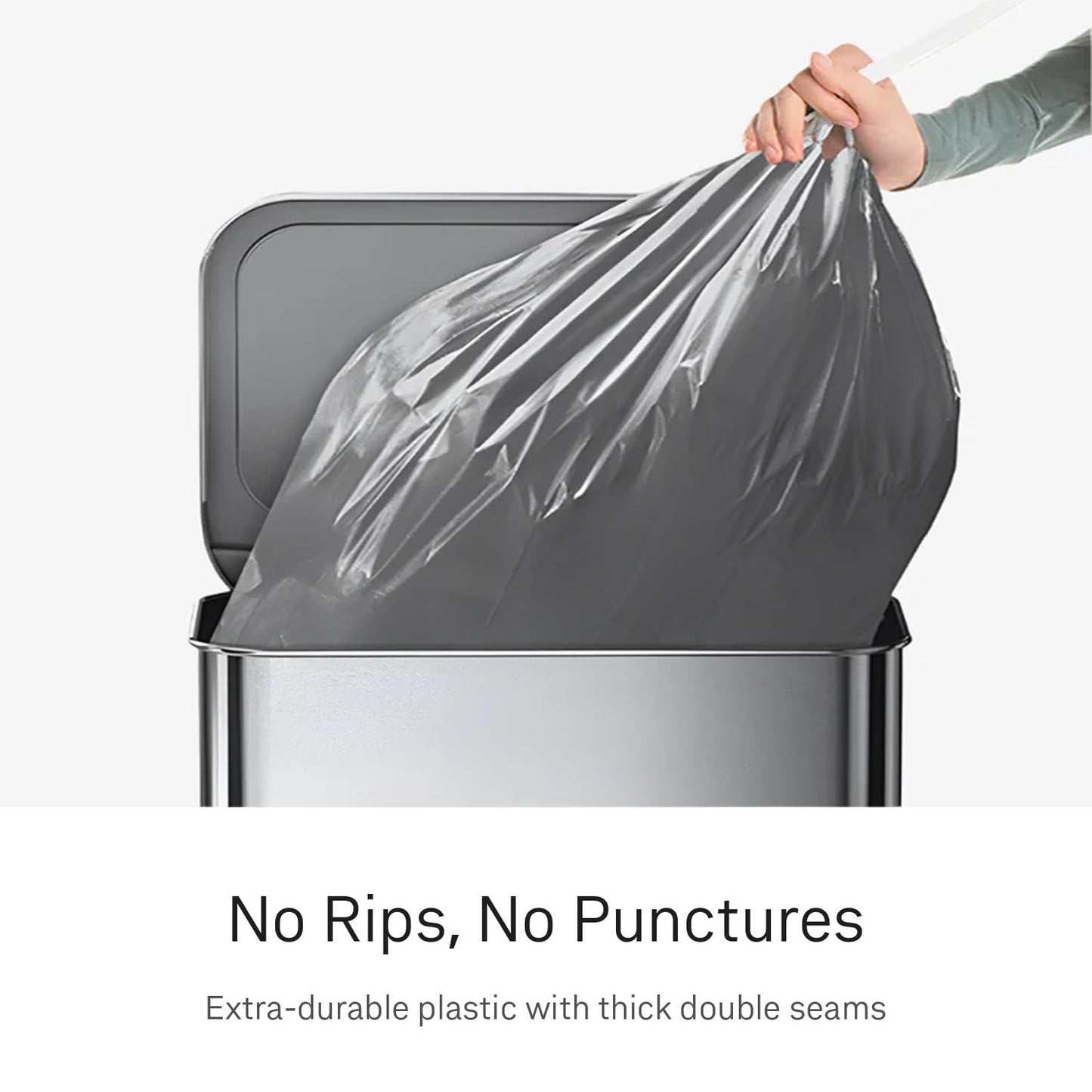 simplehuman Code M 100 Count Odorsorb® Custom Fit Liners, Drawstring Odor Absorbing Trash Bags, One-by-One Mess-Free Dispense, Extra Thick & Double Seamed, 50% PCR Plastic, 40-45 Liter / 11-12 Gallon
