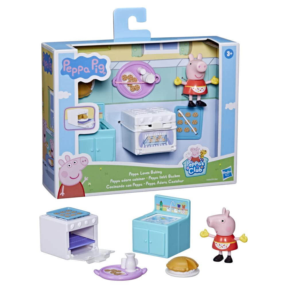 Peppa Pig Peppa’s Club Peppa Loves Baking Little Spaces Themed Preschool Toy, Includes 1 Figure and 5 Accessories, for Ages 3 and Up