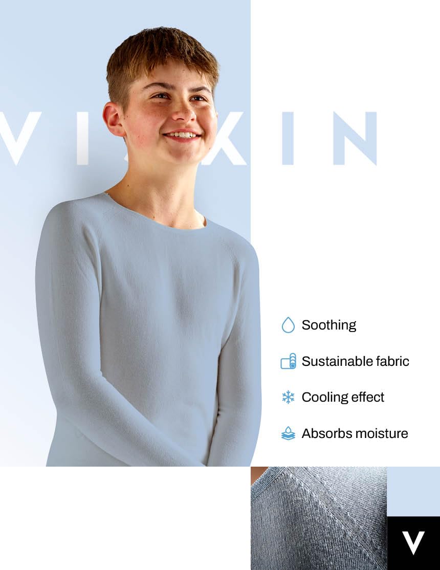 Viskin Teens Seamless Top for Eczema Prone Skin, Psoriasis and Itchy Skin, Viscose Fibre Clothing for Boys and Girls, Absorbs Moisture, Soothing and Cooling Effect 11-14 Years, Black