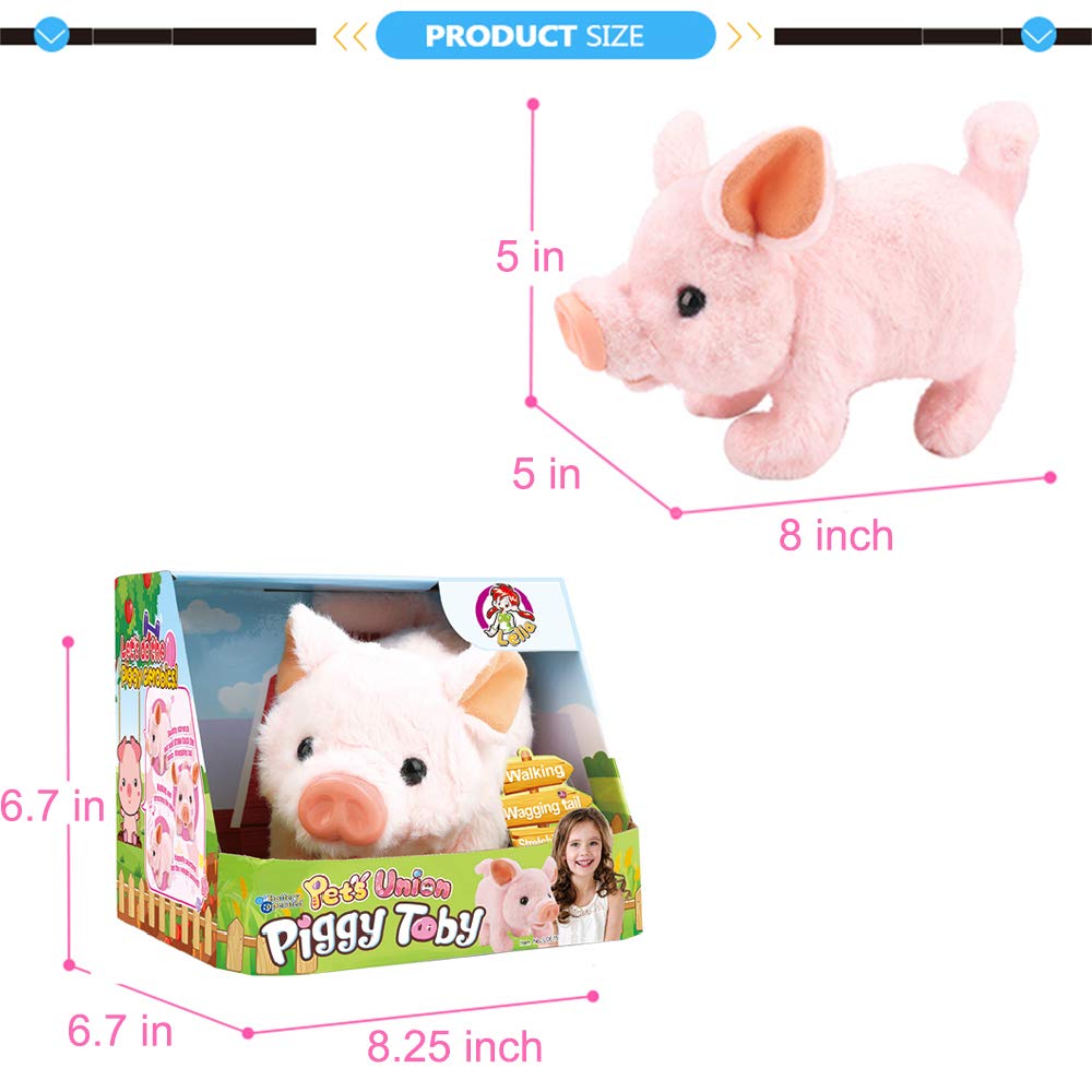 Liberty Imports Plush Pigy Pet Piggy Electronic Toy Piglet - Walking, Wag Tail, Wiggle Nose, Oink Sounds for Kids