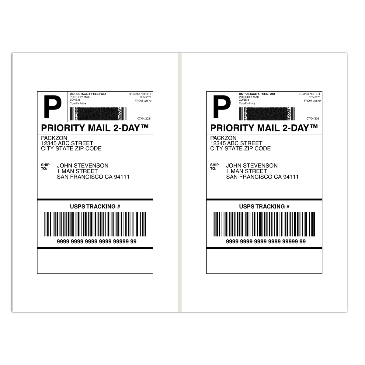 PACKZON Shipping Labels with Self Adhesive, Square Corner, for Laser & Inkjet Printers, 8.5 x 5.5 Inches, White, Pack of 1000 Labels