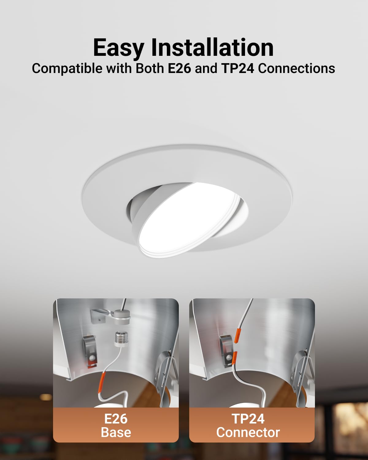Sunco 6 Pack LED Can Lights Eyeball Retrofit Gimbal 5/6 Inch Recessed Lights, 12W=60W, 5 Colors (2700K/3000K/3500K/4000K/5000K), 800 LM, Directional Angled Trim Adjustable Ceiling Downlight, UL