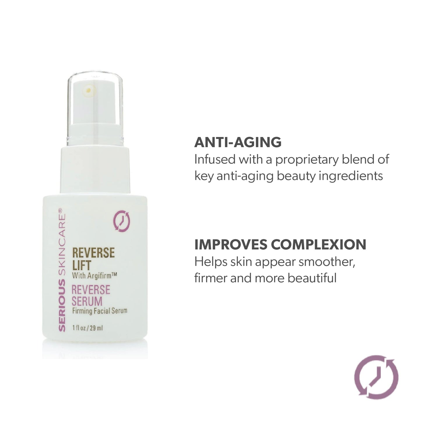 Serious Skincare Reverse Lift Firming Face Serum - Argifirm™ Lifting Complex - Temporarily Tighten - Lift – Firm - Sagging Facial Contours - Peptides - Seaweed and Botanical Extracts - 1.0 Fl. Oz.