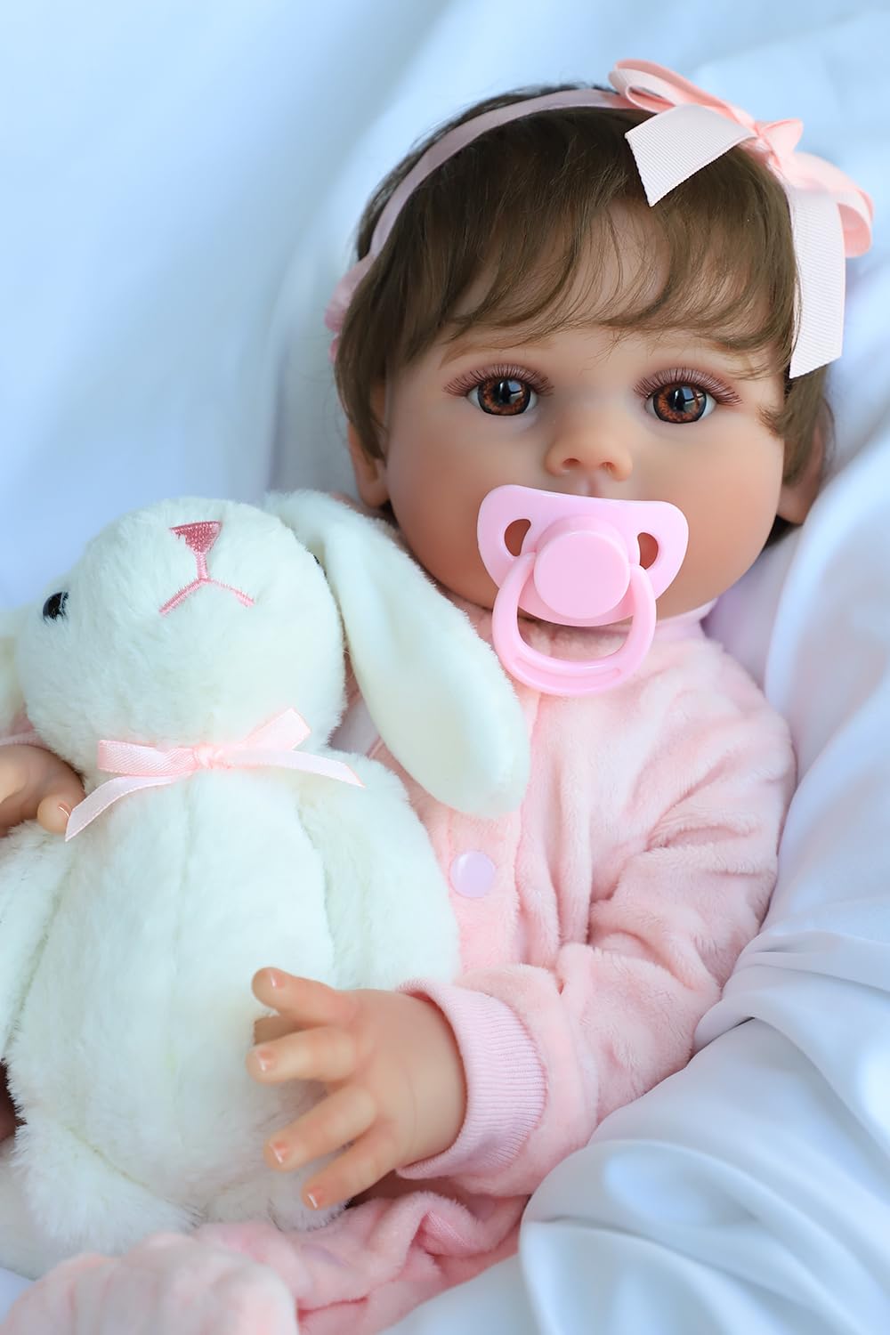 SCOM Realistic Reborn Baby Dolls - 18 Inch Real Life Baby Girl, Toddler Doll with Full Body Vinyl, Newborn Lifelike Weighted Doll for Ages 3+ Gift